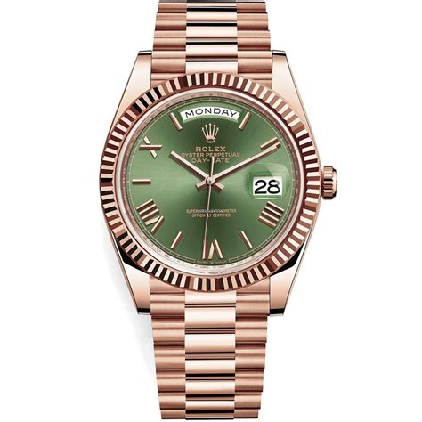 rolex oyster perpetual day date rose gold green face|rolex oyster perpetual date prix.